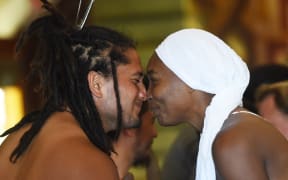 Venus Williams gets a hongi at Orakei Marae