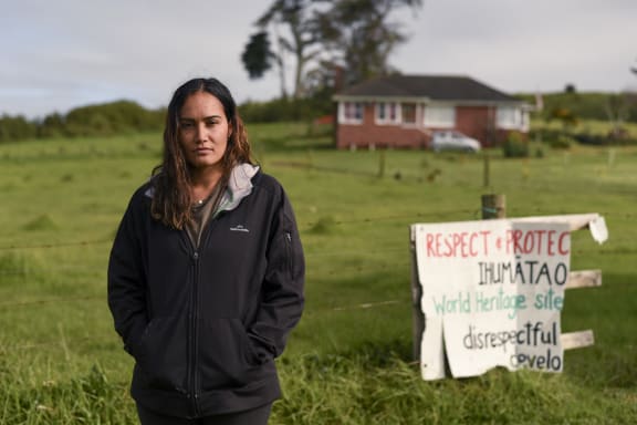 Pania Newton at Ihumātao a few weeks before police arrived to evict her and others from the land.