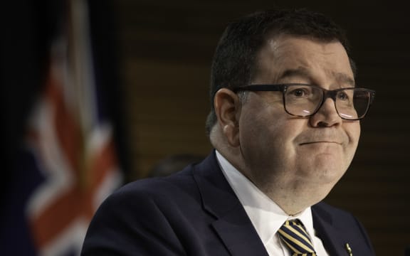 Minister for Sport Grant Robertson speaks to media following a serious shooting incident in Auckland on 20 July, 2023 just hours before the country is to begin hosting the FIFA Women's World Cup.