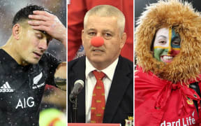 Left to right: Sonny Bill Williams is sent off with a red card, Warren Gatland has the last laugh, a Lions fan in Wellington