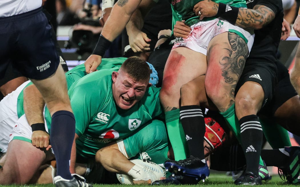Ireland’s Tadhg Furlong celebrates.