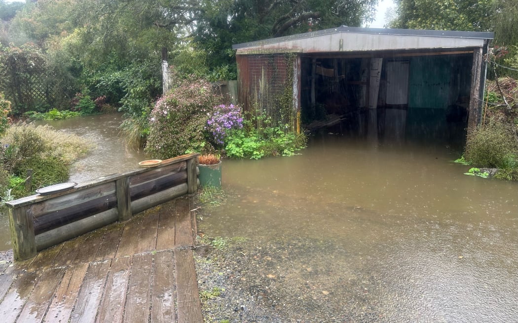 Waikouaiti property flooded following severe rainfall.
