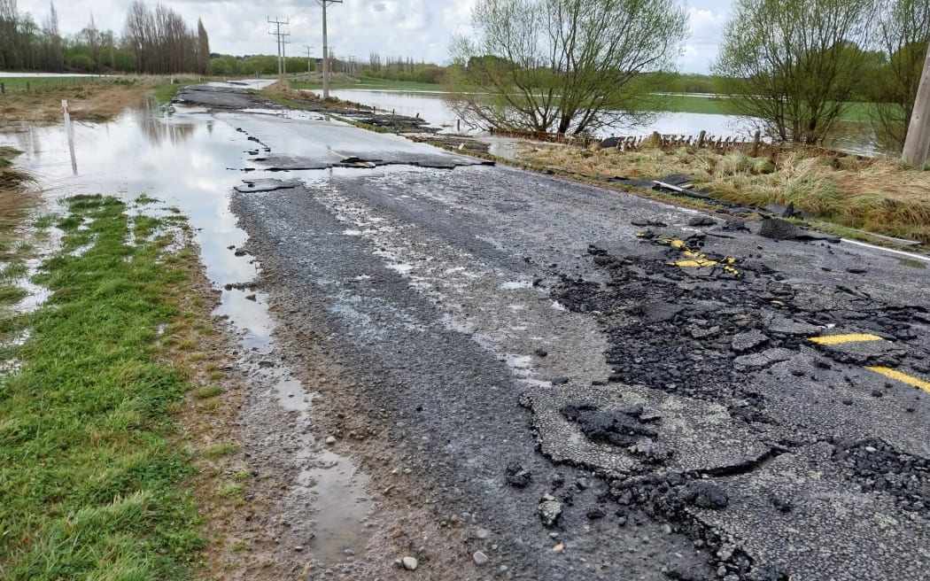 Fairfax Isla Bank Road in Otautau on 22 September 2023, a day after heavy rainfall and floods hit Southland.