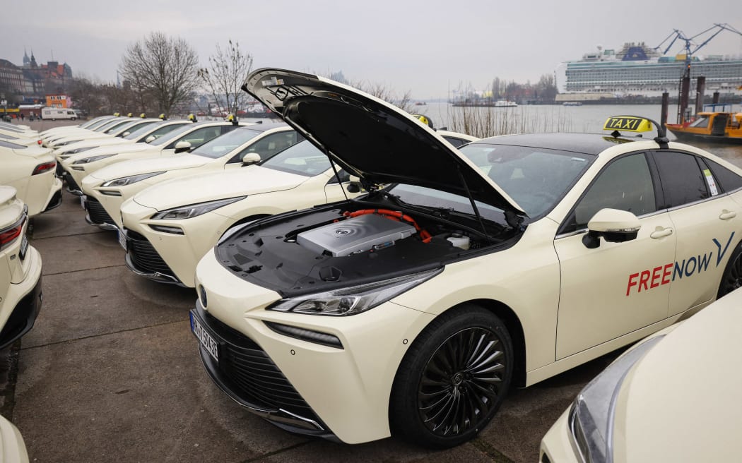 A fuel cell shown in a hydrogen powered taxi in February in Germany. Hamburg in Germany will be the first place to no longer permit internal combustion cabs, from 2025.