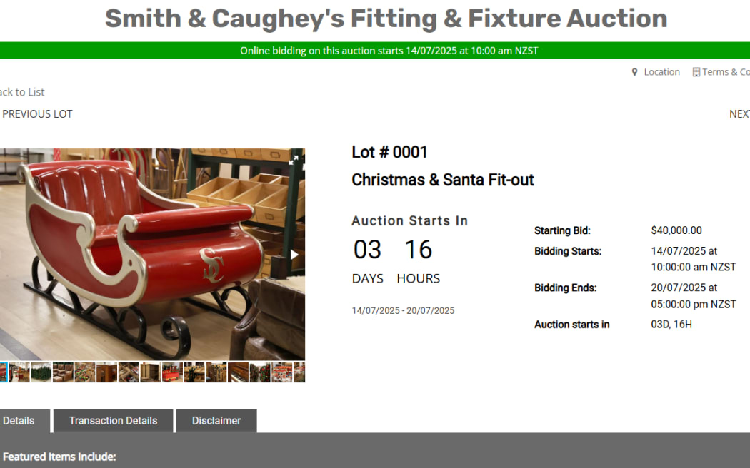 Smith & Caughey's are auctioning off its fixtures and stock.