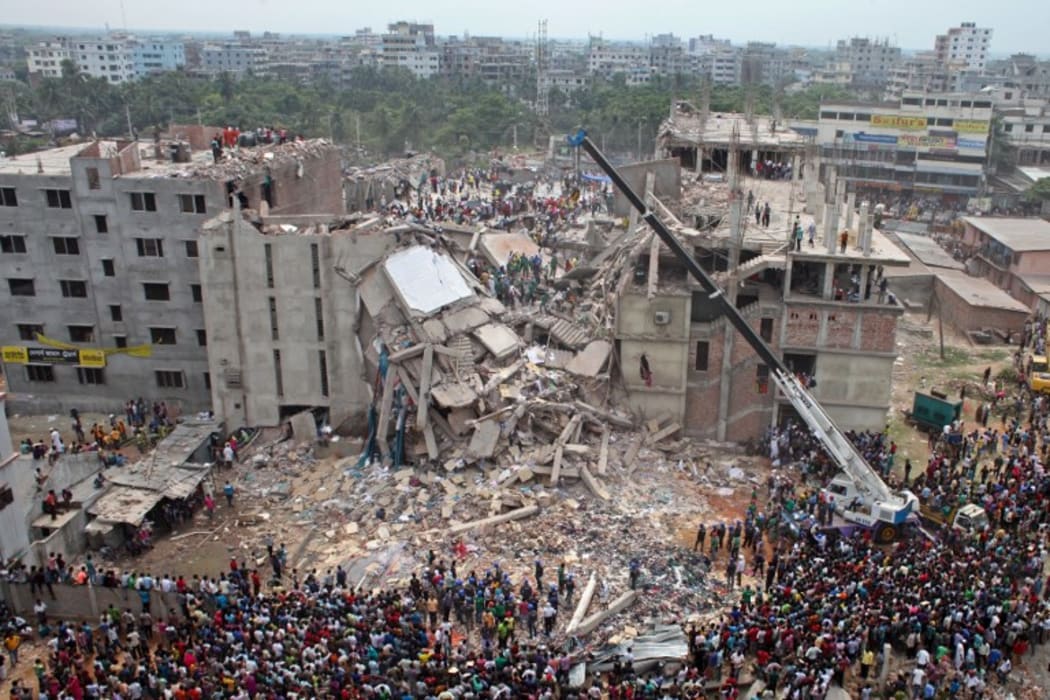 The Rana Plaza building collapse in Dhaka, Bangladesh.