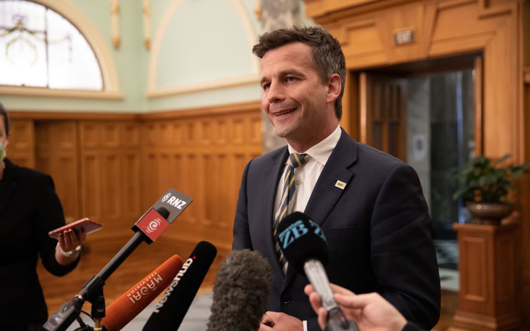 David Seymour speakers to reporters at Parliament