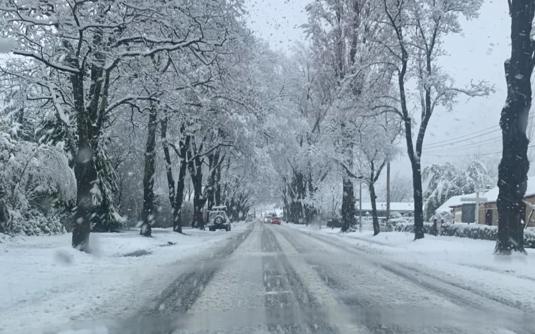 Snow has fallen in Arrowtown in Otago on 13 September.