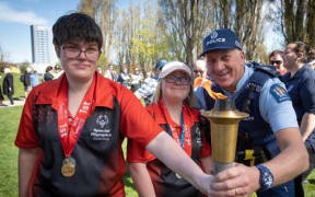Special Olympics torch run with police