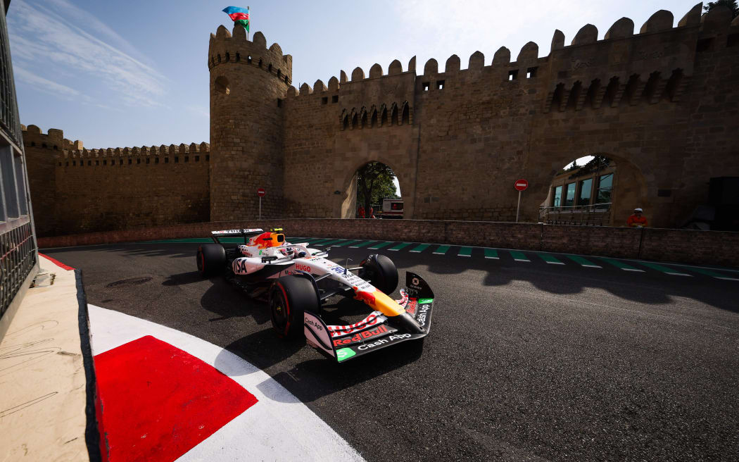 Liam Lawson during practice for the Azerbaijan Grand Prix.