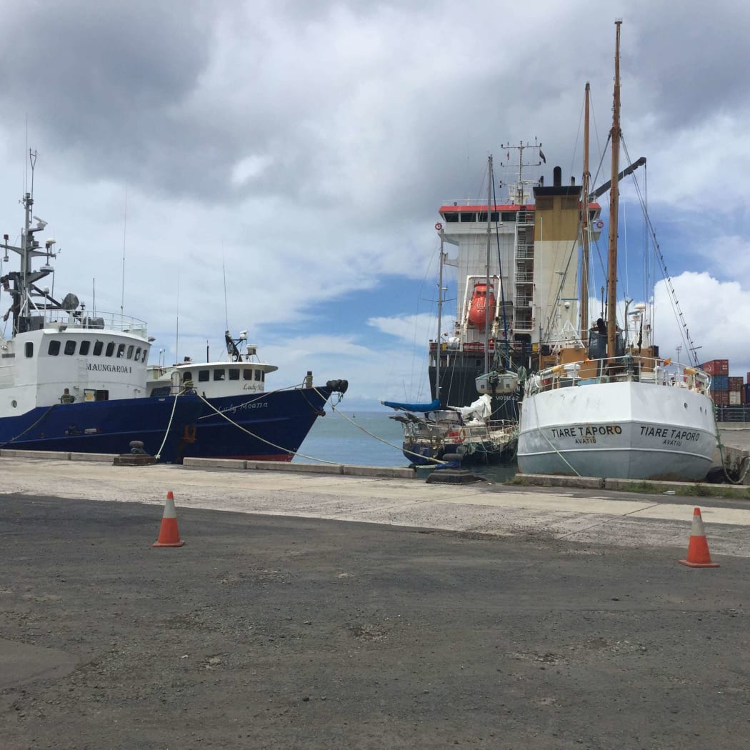 In Avatiu harbor, Rarotonga - to the left Lady Moana and Maungaroa II. Taio Shipping services reduced to just two vessels following the grounding last week of its star vessel Moana Nui.