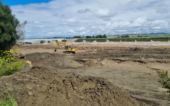 Ratahi Cross of Ngāi Tukairangi Trust at his decimated kiwifruit orchard in Waiohiki. (1 March 2023)