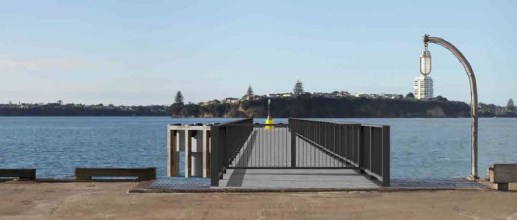 The proposed mooring dolphin and gangway.