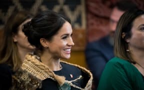 The Duchess of Sussex at Te Papaiouru Marae.