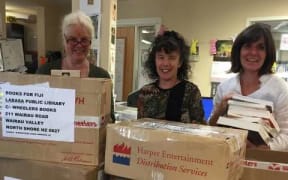 Queenstown libararians with some of the goods that were donated to Fiji.