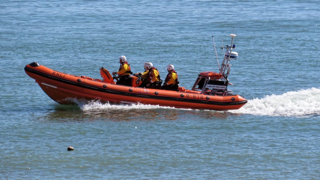 RNLI lifeboat offshore near Broadstairs, Kent, England