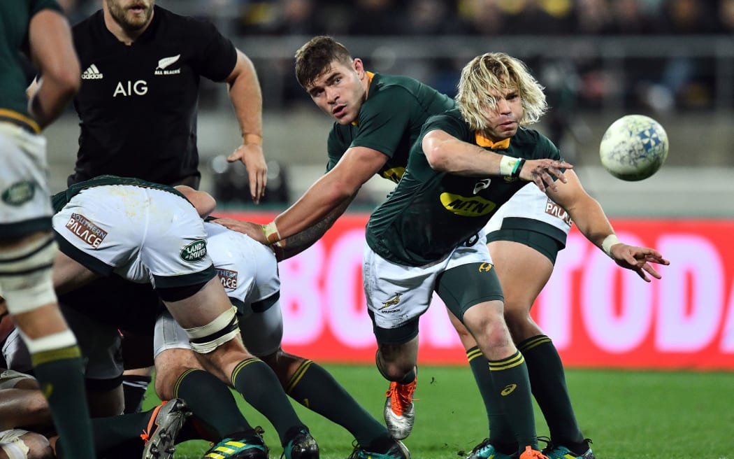 South Africa's Faf de Klerk in action against the All Blacks.
