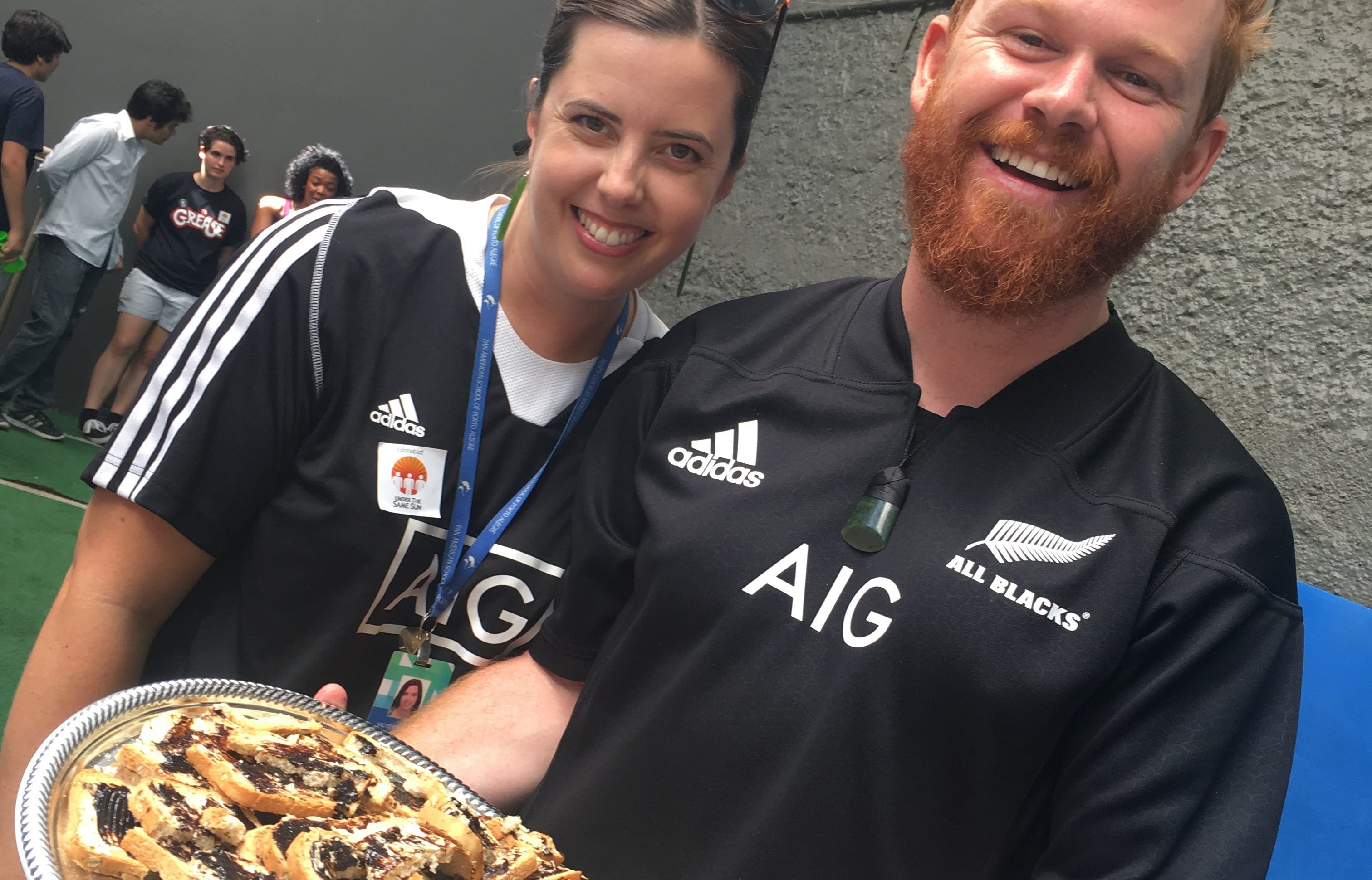 Victoria and Ben introducing their school to marmite and the All Blacks Porto Alegre, Brazil