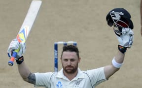 Brendon McCullum celebrating his 300.