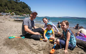 Ben (left), Gabriella, William and Lilia at Days Bay