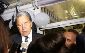 Winston Peters talks to media in Russell after sweeping to victory in Northland.