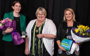 From left: Kerri Johnston, Rural Women NZ president Wendy McGowan and Haidee McCabe.