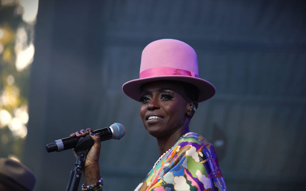 A member of UK Trip-hop band Morcheeba on stage at WOMAD in New Plymouth on 17 March, 2024.
