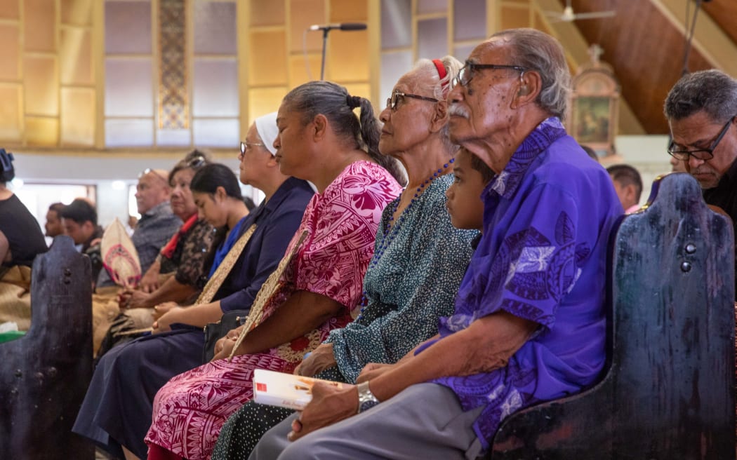 A service at St Mary's Cathedral in Tonga to commemorate the first anniversary of the devastating Hunga Tonga-Hunga Ha'apai volcanic eruption which took place on 15 January 2022.