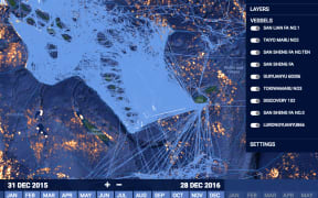 Fishing boat tracks during 2016 in the EEZs of Vanuatu, Fiji and the Cook Islands.