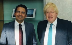 National leader Simon Bridges with Boris Johnson in 2017.