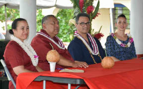 Governor-elect, Lemanu Mauga and his Lieutenant Talauega Ale, and their spouses  Ella Perefoti Gaea Failautusi and Marian McGuire Ale