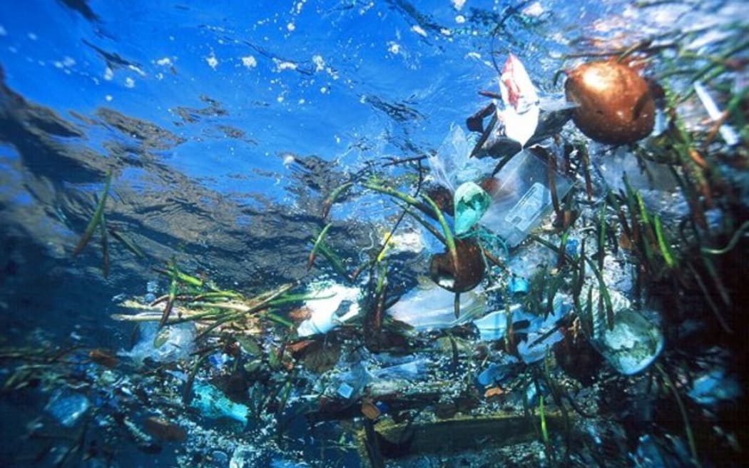 Plastic in the ocean.