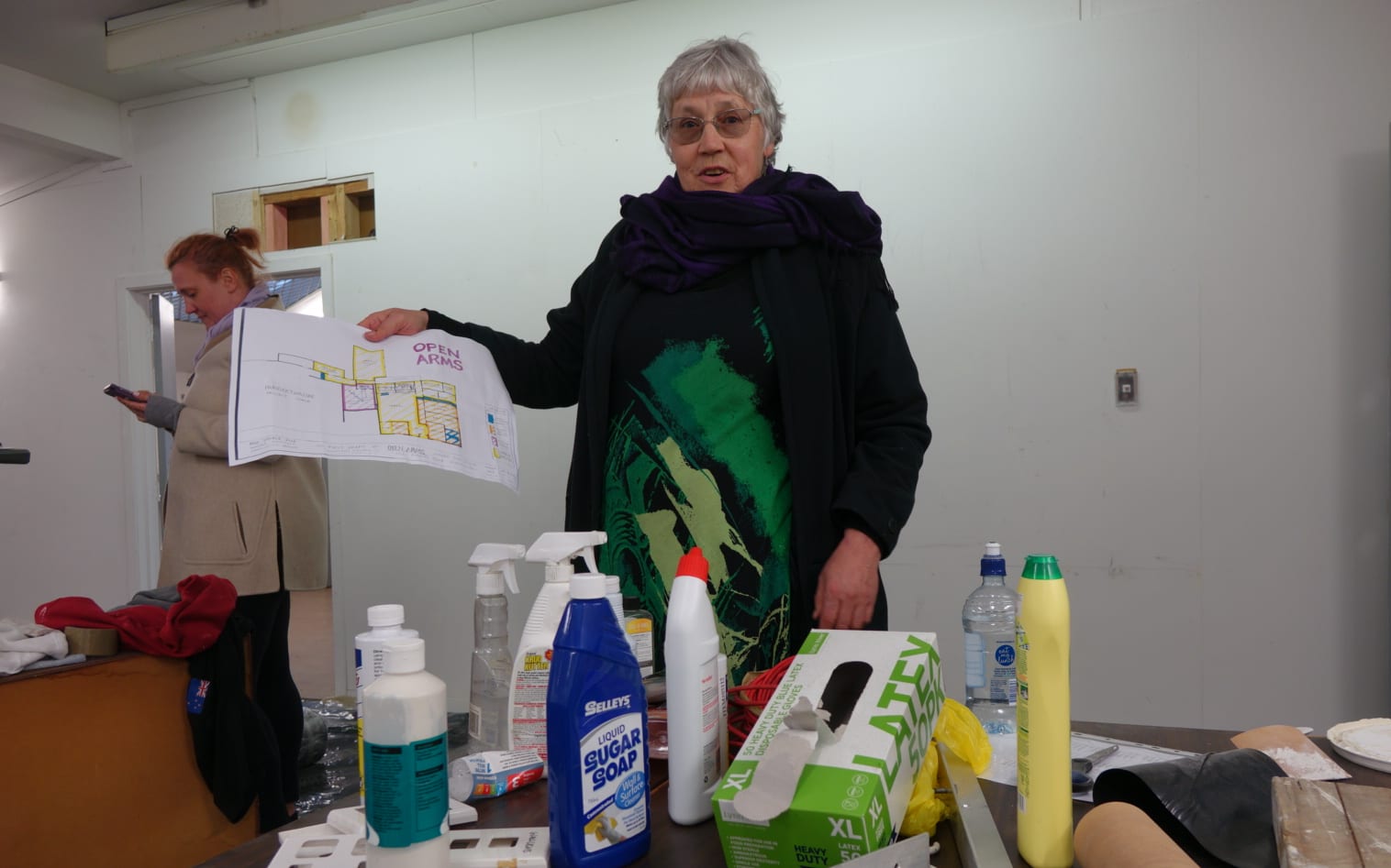 Carol Peters with the master plan for the day centre.
