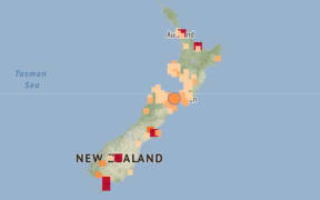 A map of felt reports from GeoNet.