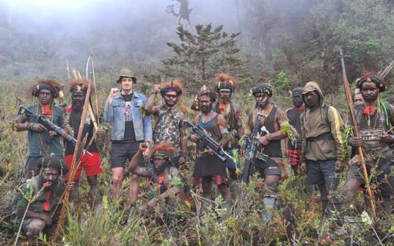 NZ pilot Philip Mehrtens with West Papua Liberation Army