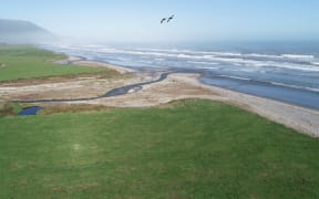 Looking west towards Barrytown across the lower end of the area to be mined along with adjoining coastal lagoon area, which is to be protected.