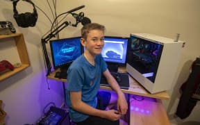 Charlie Cuff with his home-built computer.