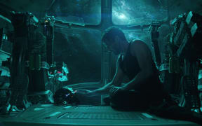 This image released by Disney shows Robert Downey Jr. in a scene from âAvengers: Endgame.â (Disney/Marvel Studios via AP)