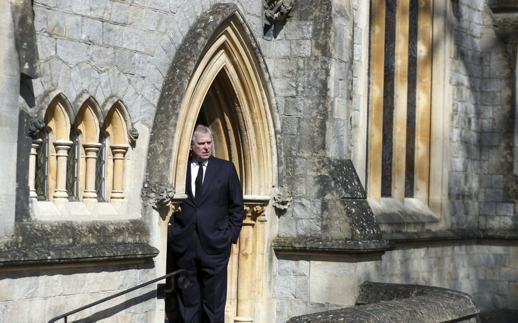 Britain's Prince Andrew, Duke of York, attends Sunday service at the Royal Chapel of All Saints, at Royal Lodge, in Windsor on April 11, 2021, two days after the death of his father Britain's Prince Philip, Duke of Edinburgh. Queen Elizabeth II has described feeling a "huge void in her life" following the death of her husband Prince Philip, their son Prince Andrew said on April 11. Andrew, the couple's second son, said following family prayers at Windsor Castle that his mother was "contemplating" her husband's passing after his death on April 9 aged 99. (Photo by Steve Parsons / POOL / AFP)