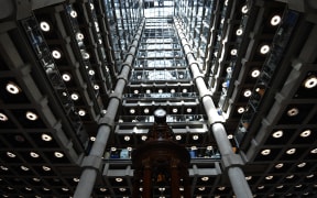 In this file photo taken on March 30, 2017 The interior of Lloyd's of London, the centuries-old insurance market, is pictured in the City of London on March 30, 2017.