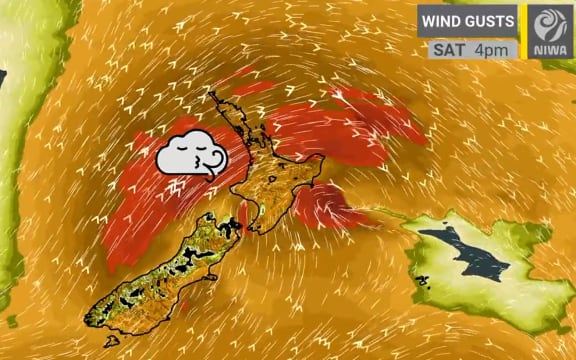 NIWA's wind map shows a windy weekend ahead.