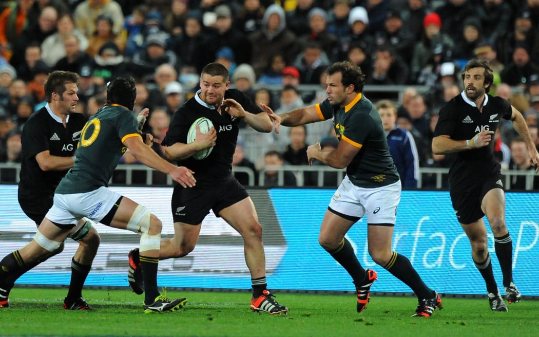 All Blacks Richie McCaw, Dane Coles and Conrad Smith in action against South Africa in Wellington 2014