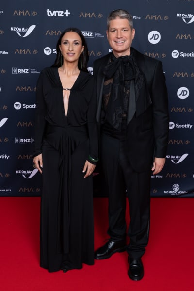 The hosts of the Aotearoa Music Awards 2025, RNZ's Kara Rickard and Jesse Mulligan.