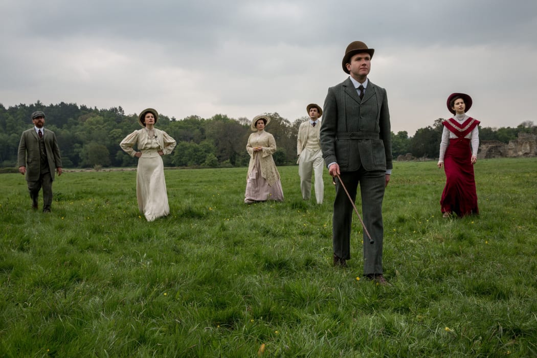 The WIlcox family (and Helen Schlegel) on an afternoon walk at Howards End.