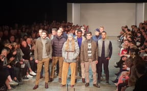 Sir Edmund Hillary's grandchildren George (left), Lily and Alexander at New Zealand Fashion Week.