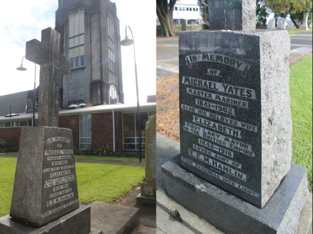 Headstone with inscription "From Darkness into Light".