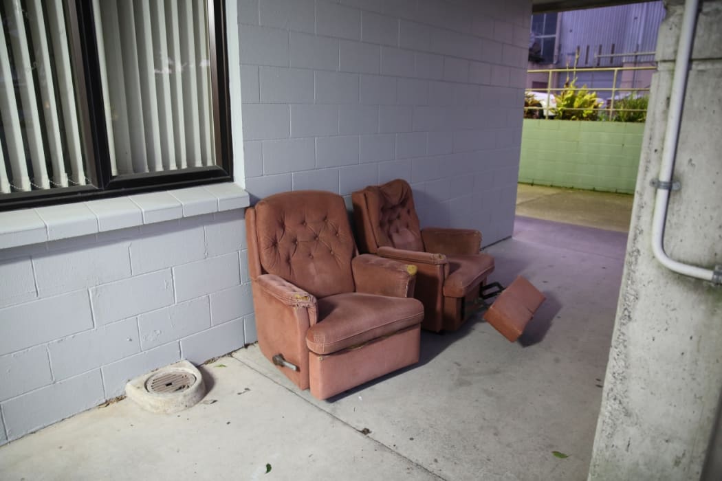 Chairs outside Royal Business College, Te Puke