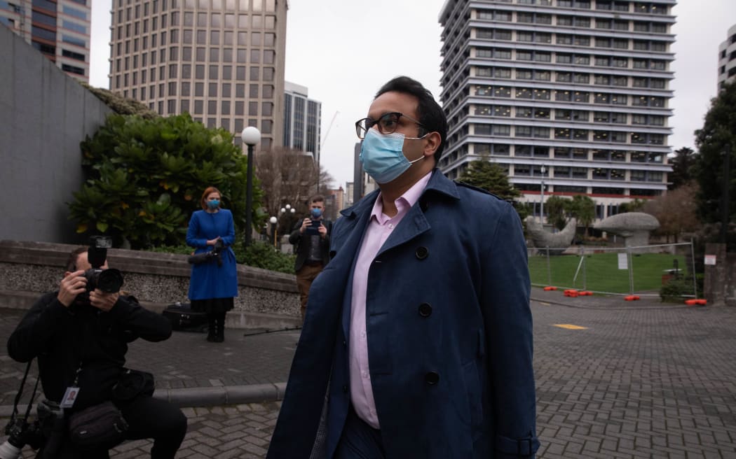 Dr Gaurav Sharma arrives at parliament before a caucus meeting that will determine if he is expelled from the Labour Party