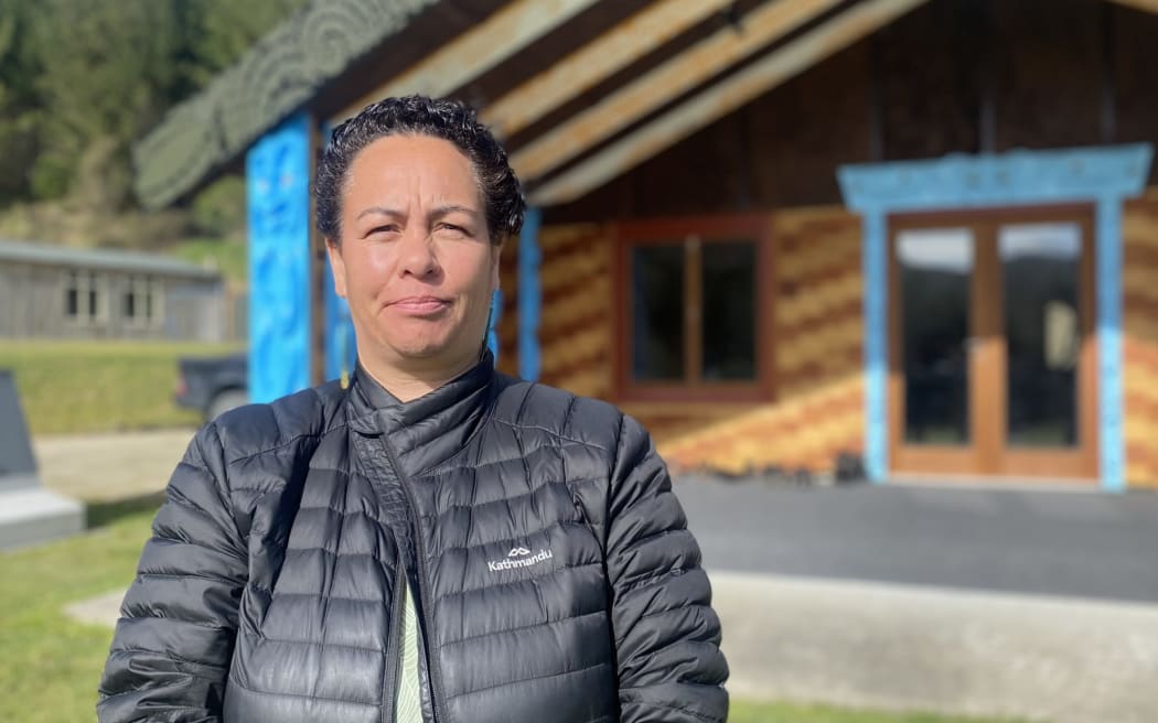 Tracey Whakataka pictured at Rangiwaho Marae on Thursday, where she spoke against the granting of a lease to a sport’s club at Tokomaru Bay.