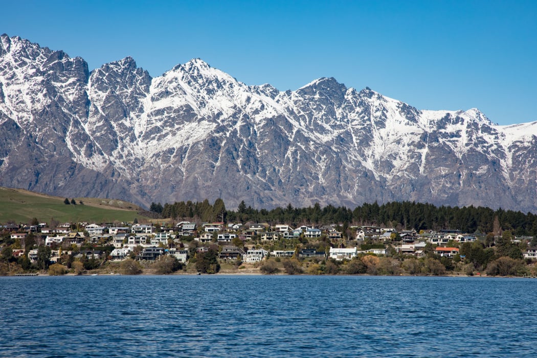 Queenstown, south island, new zealand looking over Lake Wakatipu with the remarkables in the distance.